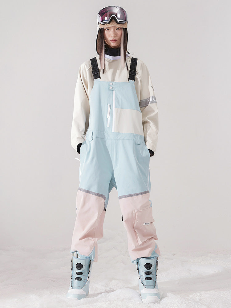 Vector Women's Ski & Snowboard Bib Pants Removable Backline Anorak Waterproof Winter Suit Cold Weather Blue