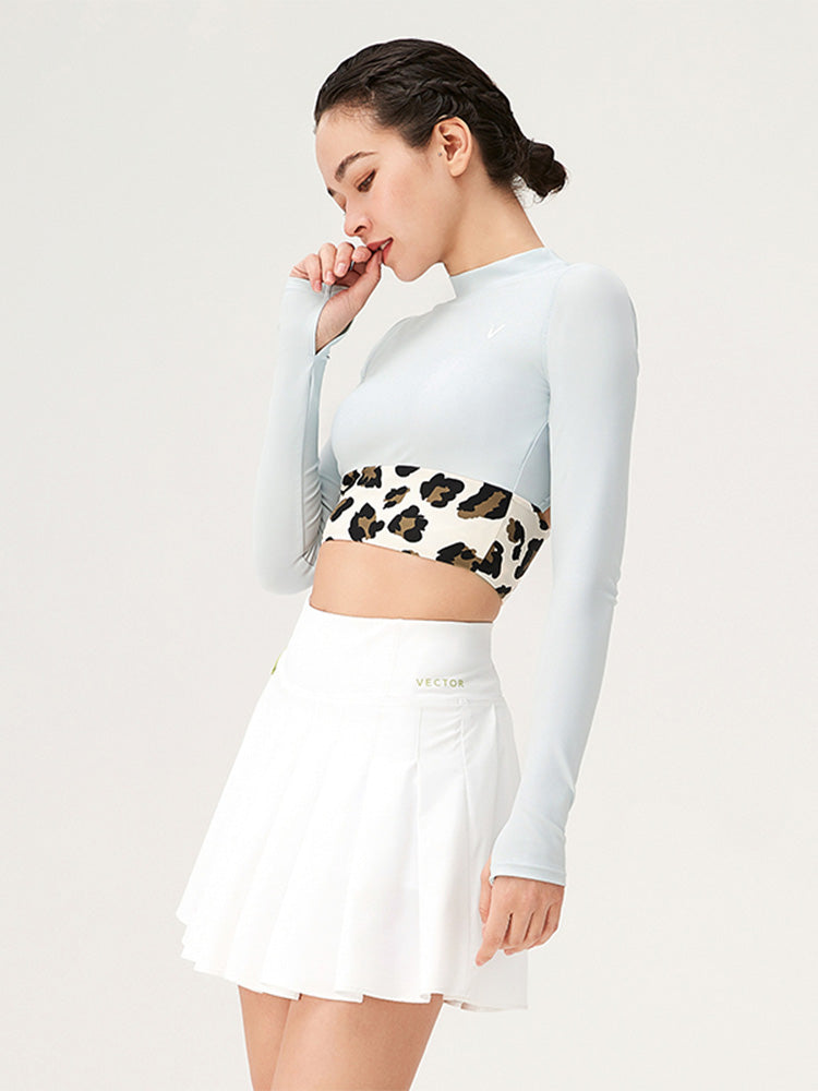 Azure Long Sleeve Rash Guard Crop Top