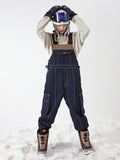 VECTOR-Women's Dusk Denim Bib Pants-Navy Blue