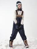 VECTOR-Women's Dusk Denim Bib Pants-Navy Blue