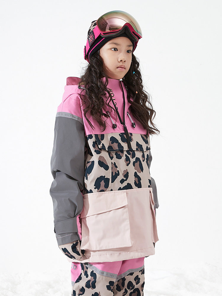 Cold & Anorak Winter Waterproof Snowboard Vector Jacket Ski Snow Kids\' Weather Leopard Suit Clothes